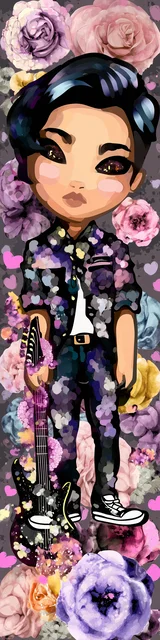 Free teacher bookmark featuring an Asian guitar teacher standing